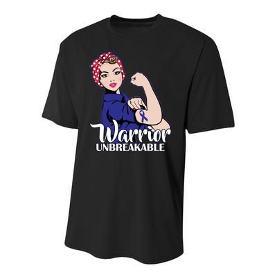 Colon Cancer Unbreakable Warrior Youth Performance Sprint T-Shirt