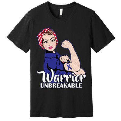 Colon Cancer Unbreakable Warrior Premium T-Shirt