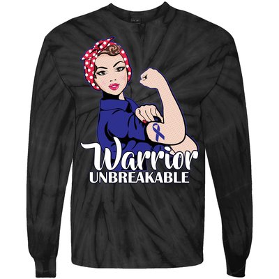 Colon Cancer Unbreakable Warrior Tie-Dye Long Sleeve Shirt