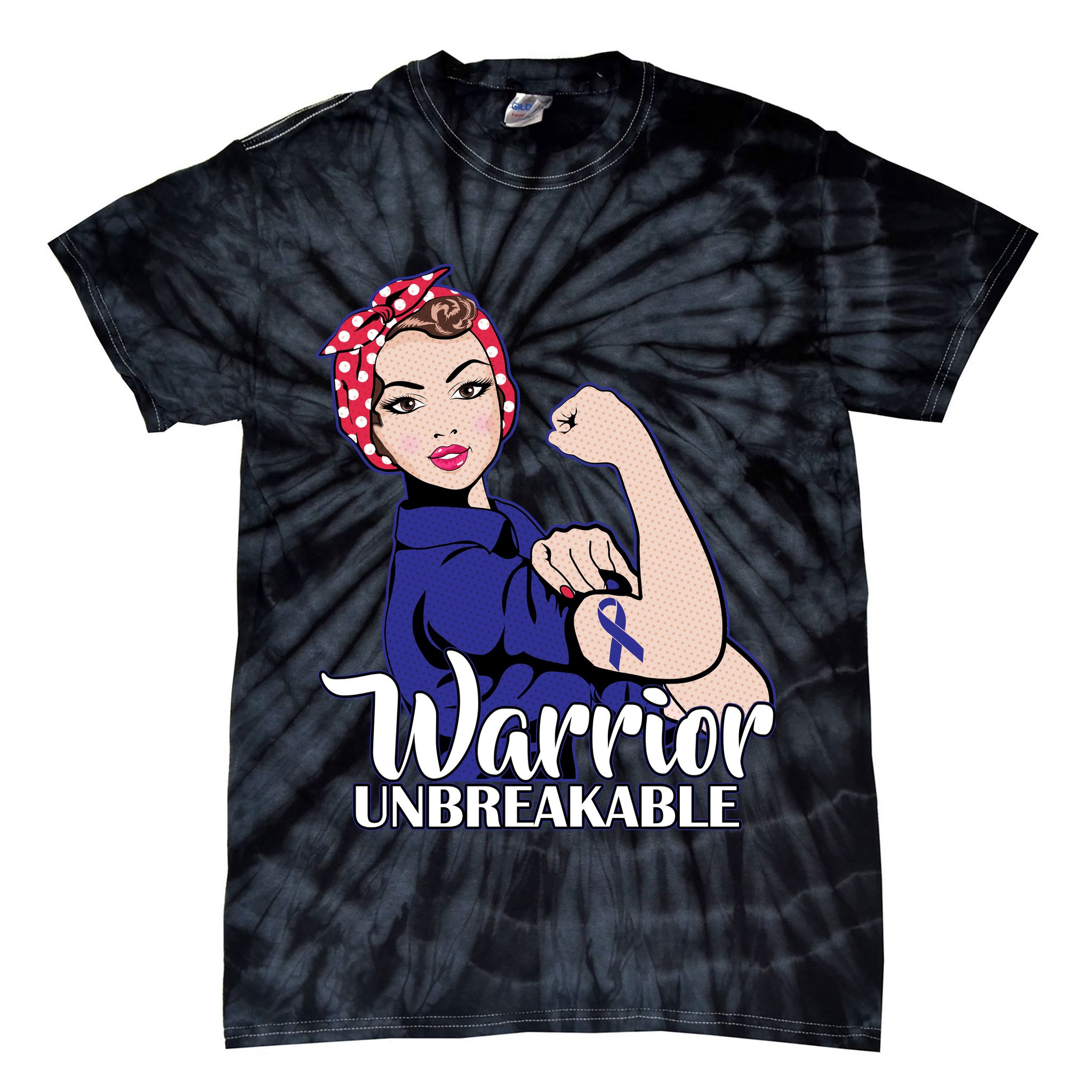 Colon Cancer Unbreakable Warrior Tie-Dye T-Shirt