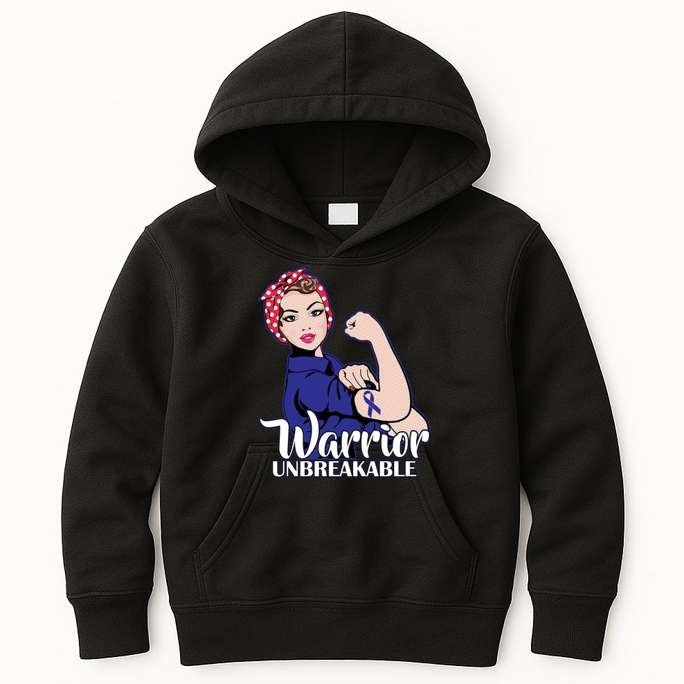 Colon Cancer Unbreakable Warrior Kids Hoodie