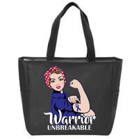 Colon Cancer Unbreakable Warrior Zip Tote Bag