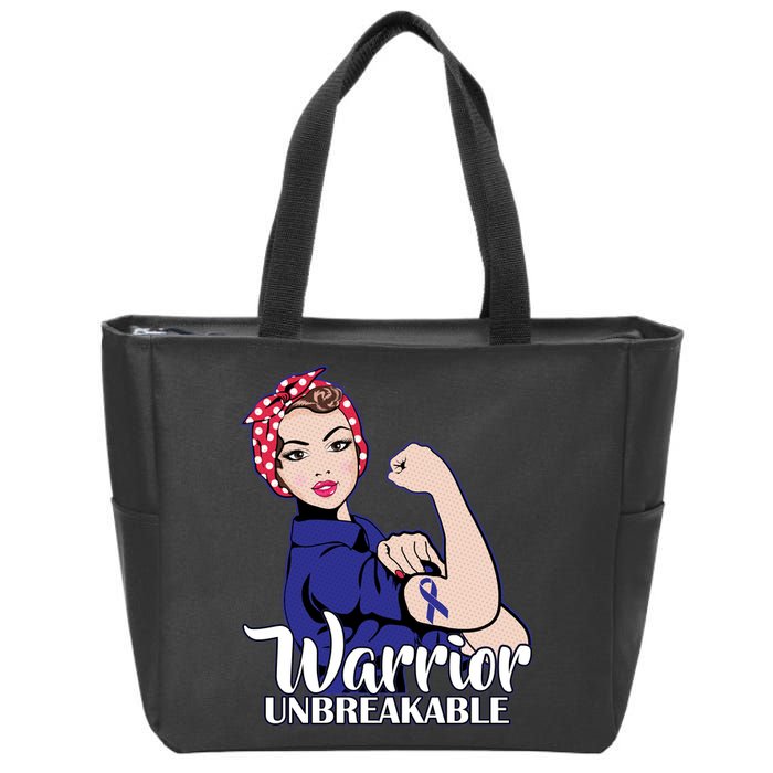 Colon Cancer Unbreakable Warrior Zip Tote Bag