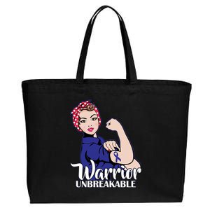 Colon Cancer Unbreakable Warrior Cotton Canvas Jumbo Tote