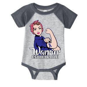 Colon Cancer Unbreakable Warrior Infant Baby Jersey Bodysuit