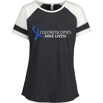 Colonoscopies Save Lives Colon Cancer Awareness Enza Ladies Jersey Colorblock Tee