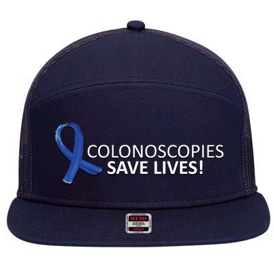 Colonoscopies Save Lives Colon Cancer Awareness 7 Panel Mesh Trucker Snapback Hat