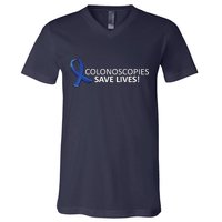 Colonoscopies Save Lives Colon Cancer Awareness V-Neck T-Shirt