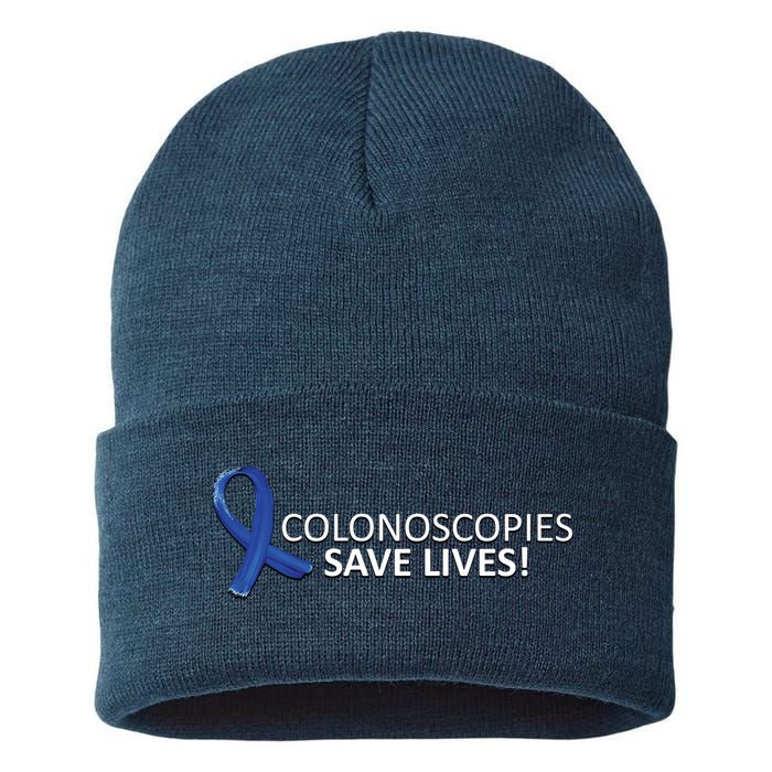 Colonoscopies Save Lives Colon Cancer Awareness Sustainable Knit Beanie