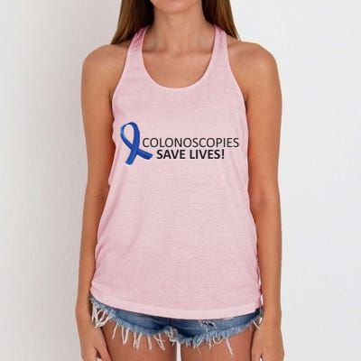 Colonoscopies Save Lives Colon Cancer Awareness Women's Knotted Racerback Tank