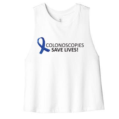 Colonoscopies Save Lives Colon Cancer Awareness Women's Racerback Cropped Tank