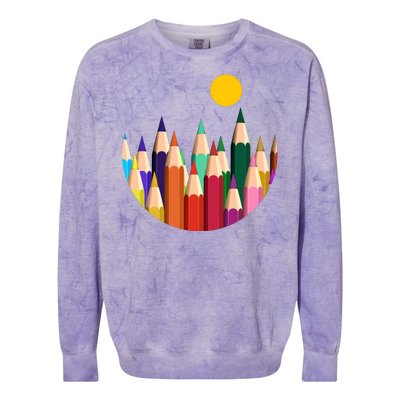 Color Pencils Forest Mountains  Colorblast Crewneck Sweatshirt