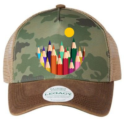 Color Pencils Forest Mountains  Legacy Tie Dye Trucker Hat