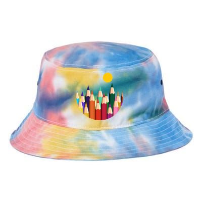 Color Pencils Forest Mountains  Tie Dye Newport Bucket Hat