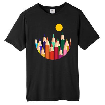 Color Pencils Forest Mountains  Tall Fusion ChromaSoft Performance T-Shirt