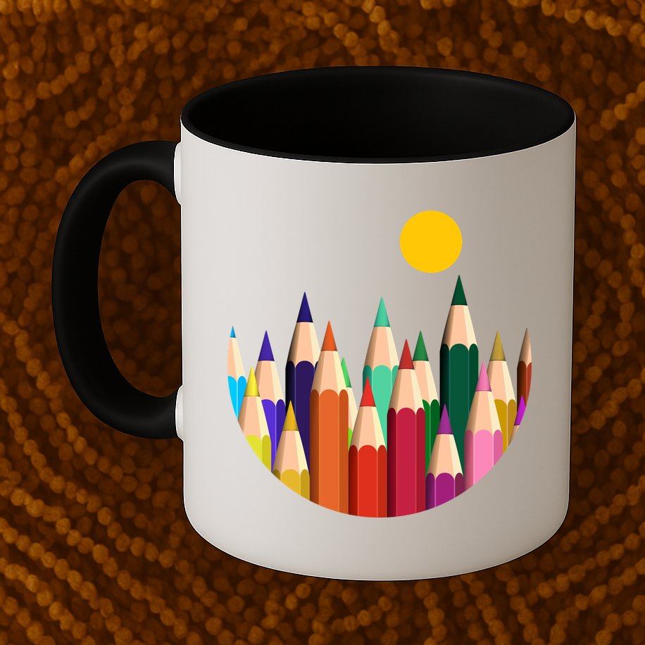 Color Pencils Forest Mountains  Mug