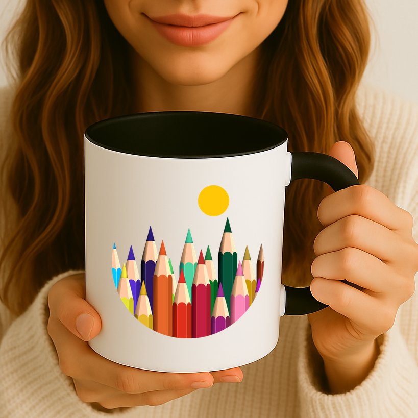 Color Pencils Forest Mountains  Mug