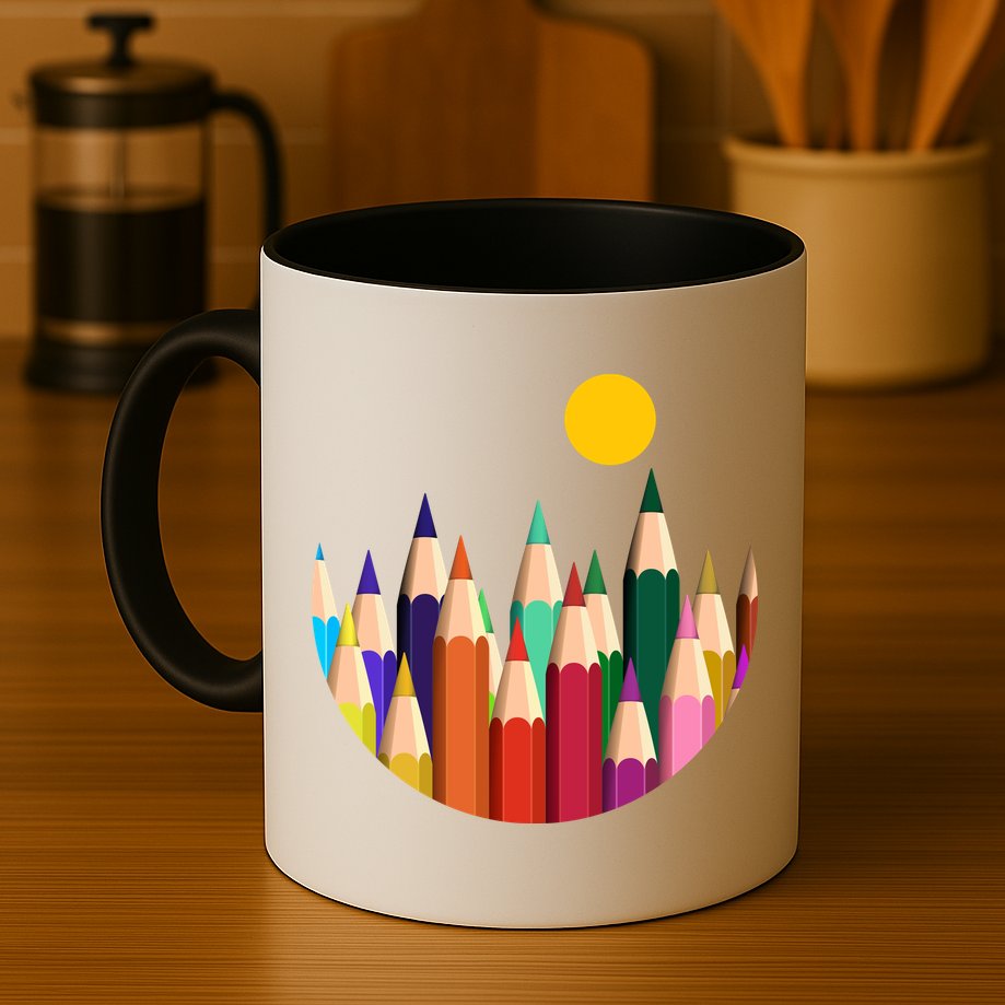 Color Pencils Forest Mountains  Mug