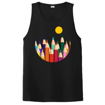 Color Pencils Forest Mountains  PosiCharge Competitor Tank