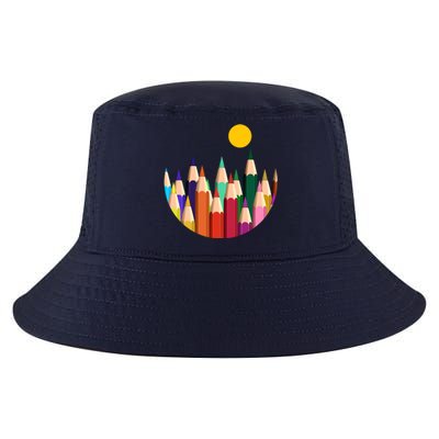 Color Pencils Forest Mountains  Cool Comfort Performance Bucket Hat