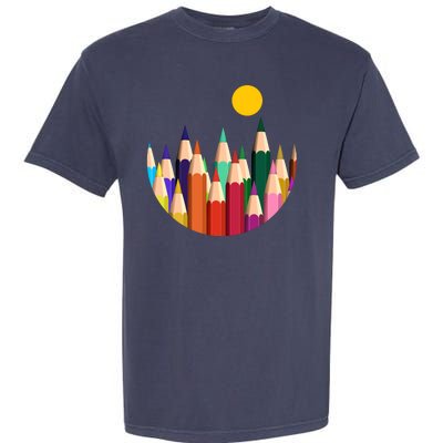 Color Pencils Forest Mountains  Garment-Dyed Heavyweight T-Shirt