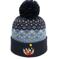 Color Pencils Forest Mountains  The Baniff Cuffed Pom Beanie