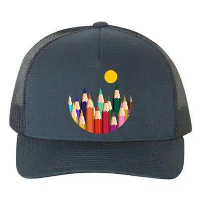 Color Pencils Forest Mountains  Yupoong Adult 5-Panel Trucker Hat