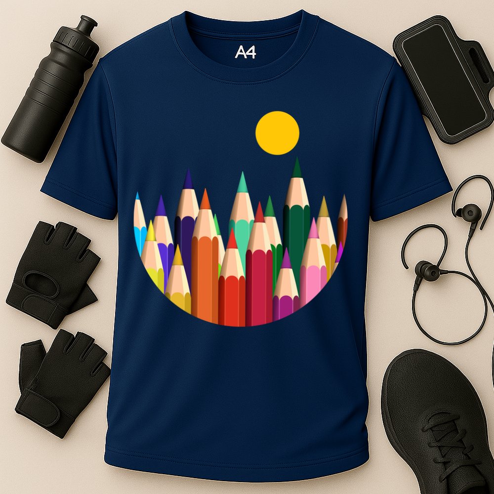 Color Pencils Forest Mountains  Cooling Performance Crew T-Shirt