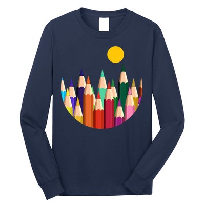Color Pencils Forest Mountains  Long Sleeve Shirt