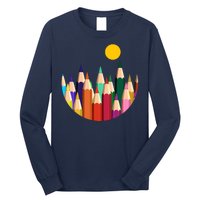 Color Pencils Forest Mountains  Long Sleeve Shirt