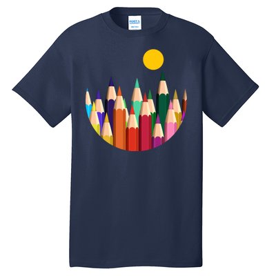 Color Pencils Forest Mountains  Tall T-Shirt