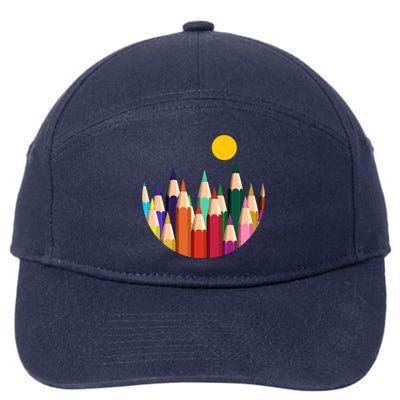 Color Pencils Forest Mountains  7-Panel Snapback Hat