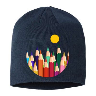 Color Pencils Forest Mountains  Sustainable Beanie