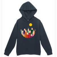 Color Pencils Forest Mountains  Urban Pullover Hoodie