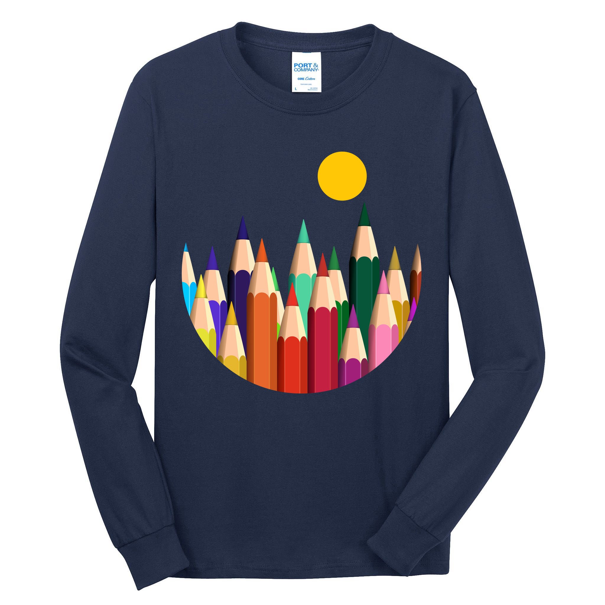 Color Pencils Forest Mountains  Tall Long Sleeve T-Shirt
