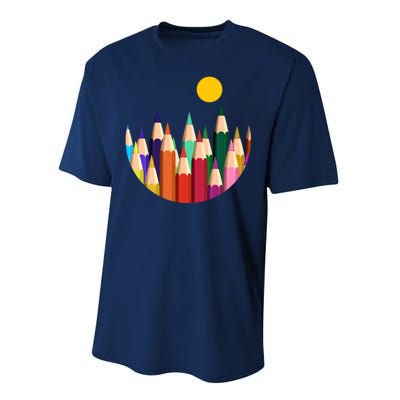 Color Pencils Forest Mountains  Performance Sprint T-Shirt