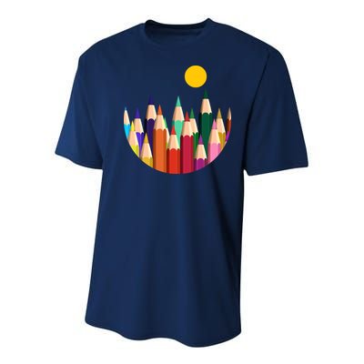 Color Pencils Forest Mountains  Youth Performance Sprint T-Shirt