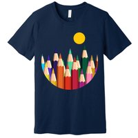 Color Pencils Forest Mountains  Premium T-Shirt