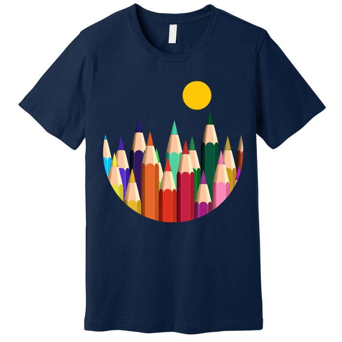 Color Pencils Forest Mountains  Premium T-Shirt