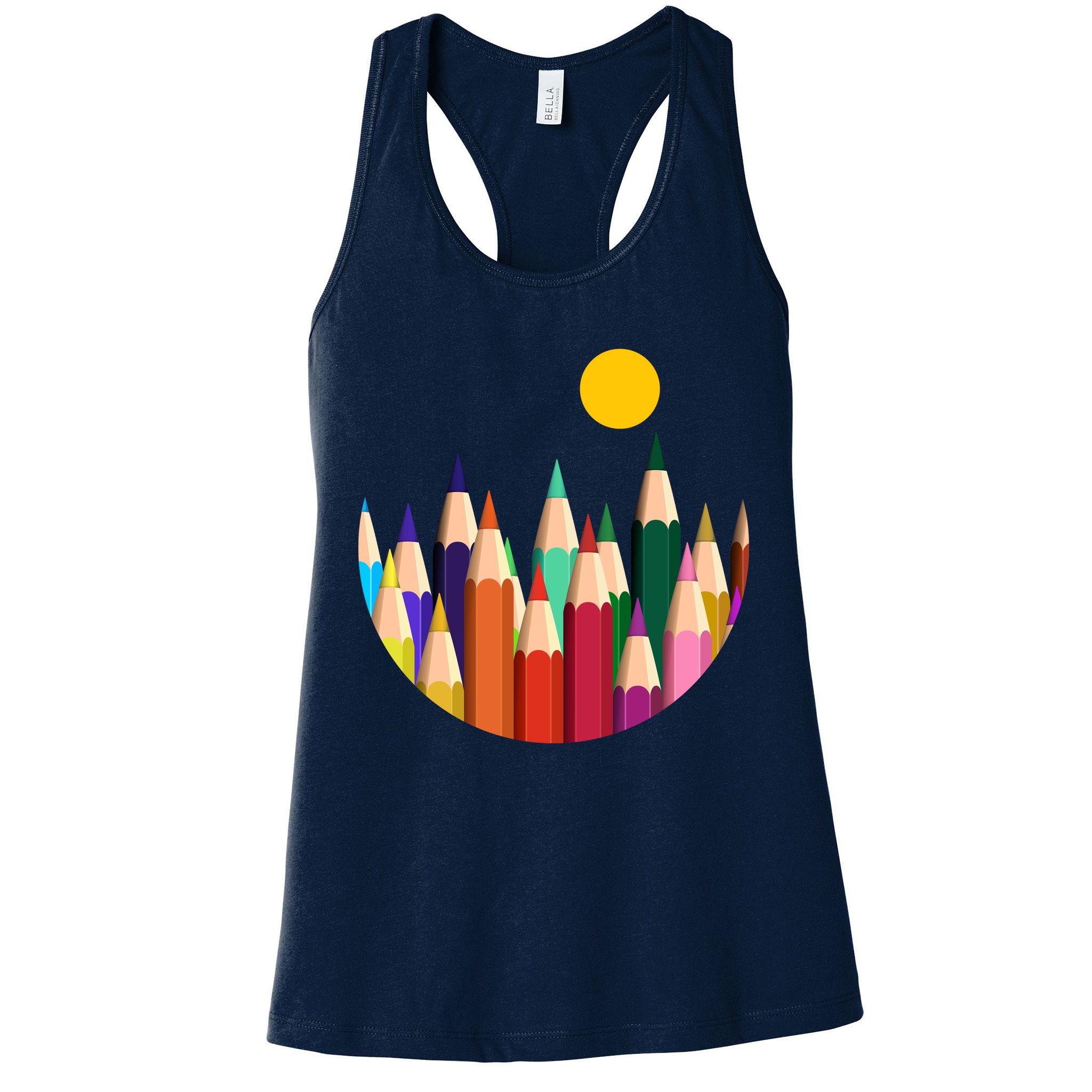 Color Pencils Forest Mountains  Womens Tank Top
