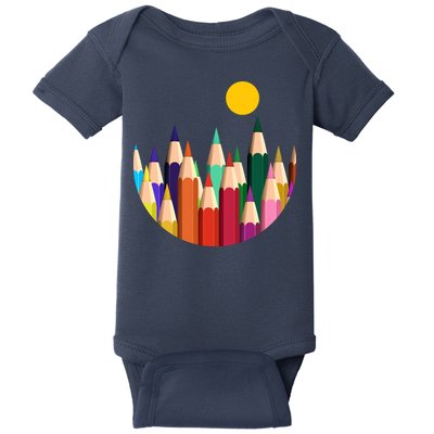 Color Pencils Forest Mountains  Baby Bodysuit