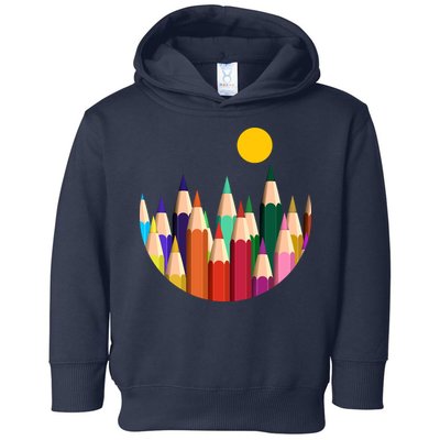 Color Pencils Forest Mountains  Toddler Hoodie