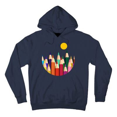 Color Pencils Forest Mountains  Tall Hoodie