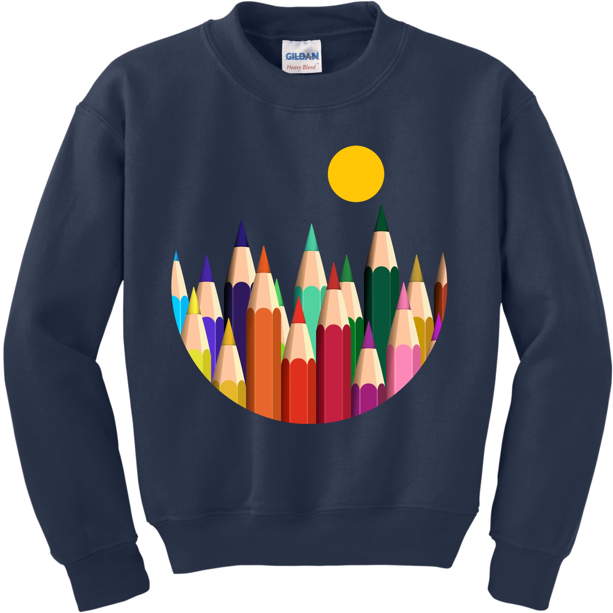 Color Pencils Forest Mountains  Kids Sweatshirt