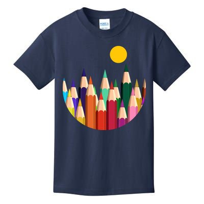 Color Pencils Forest Mountains  Kids T-Shirt