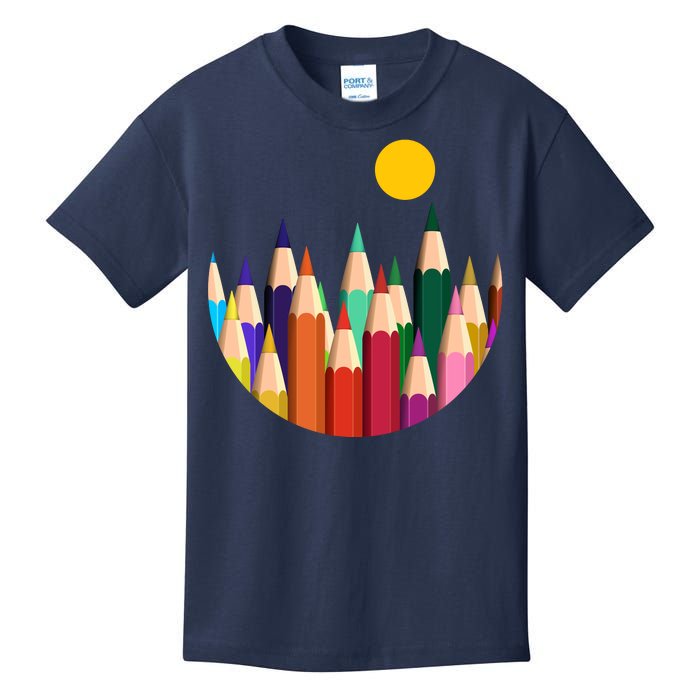 Color Pencils Forest Mountains  Kids T-Shirt