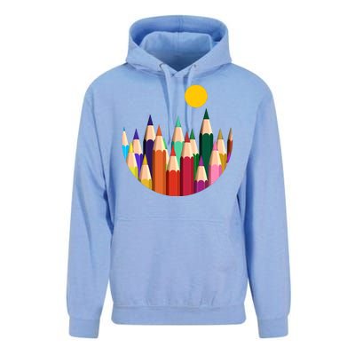 Color Pencils Forest Mountains  Unisex Surf Hoodie