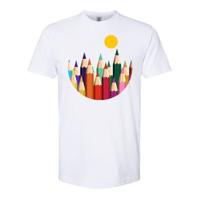 Color Pencils Forest Mountains  Softstyle® CVC T-Shirt