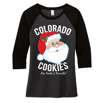 Colorado Cookies Are Santa's Favorite Women's Tri-Blend 3/4-Sleeve Raglan Shirt