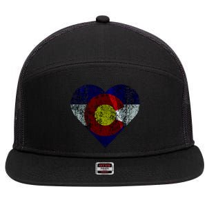 Colorado Flag Heart 7 Panel Mesh Trucker Snapback Hat